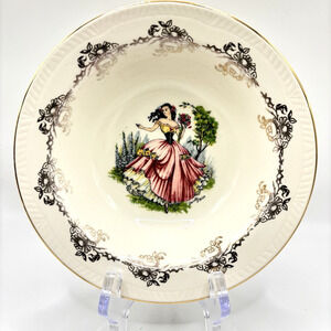 Vintage Royal Alma Dainty Miss Fruit Cereal Bowl 6.5in Gold Rim England